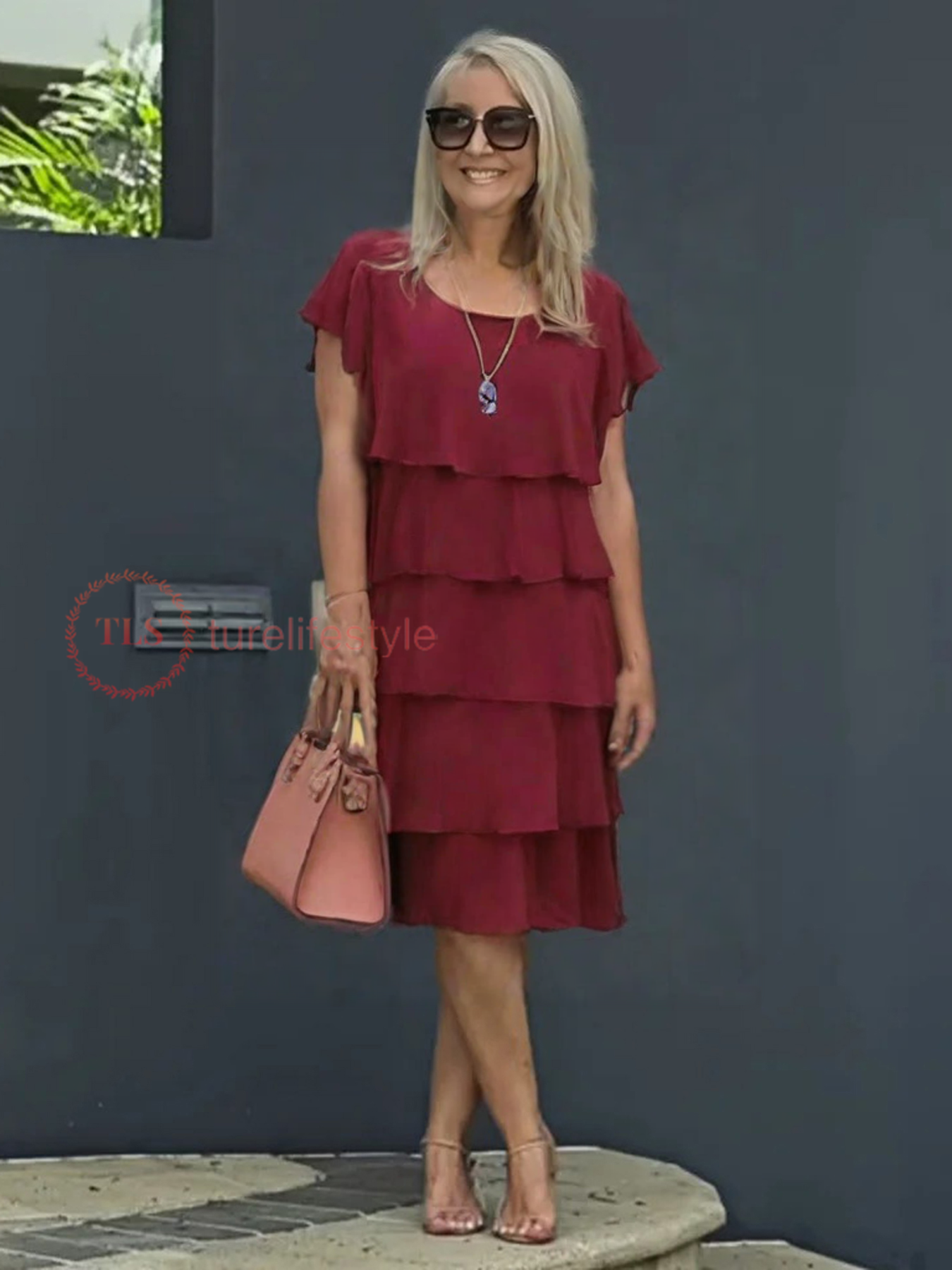 Giselle Midi Dress for Women – Flowy Chiffon Dress with Asymmetric Tiered Hem & Elegance