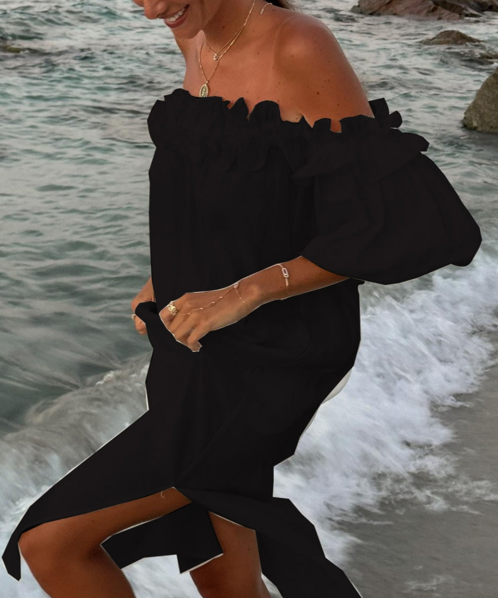 Valentina Maxi Dress for Women – Boho Off-Shoulder Cotton Dress with Ruffles & Bardot Neckline