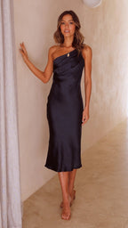 Noemie Midi Dress for Women – Fitted Dress with Back Laces & Elegant Flared Skirt
