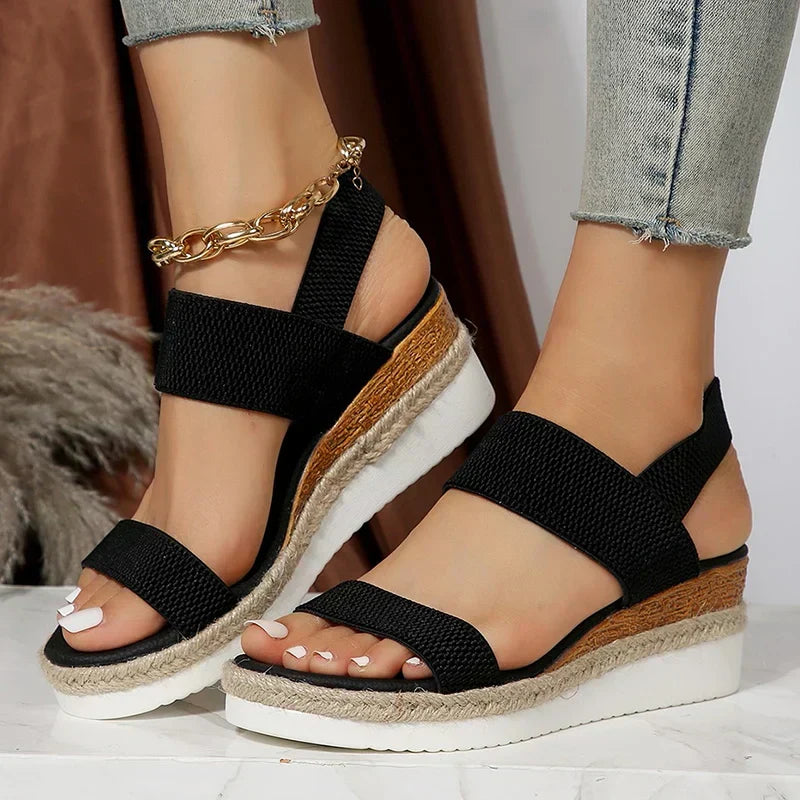 Anna Platform Sandals for Women – Elastic Straps & Comfortable Summer Sandals with Stylish Look