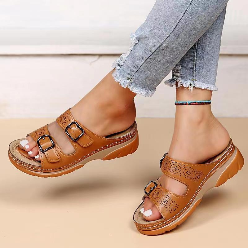 Sopia Sandals for Women – Open-Toe with Adjustable Buckle Straps & Comfort Sole