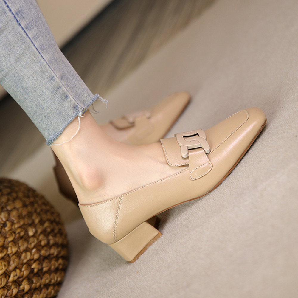 Evrynth Loafers for Women – Mary Jane Leather Shoes with Chunky Heel & Comfort