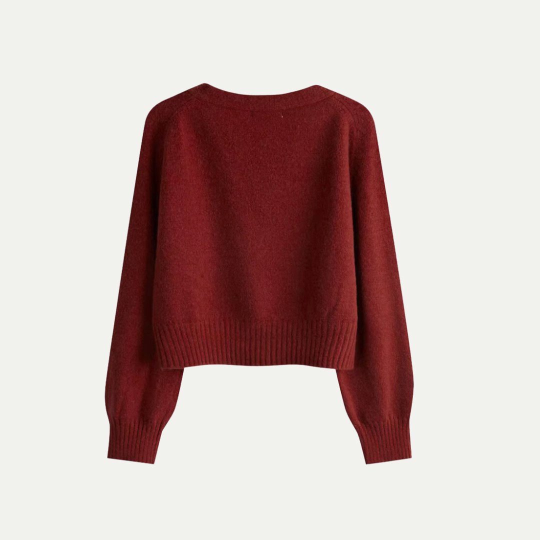 Eira Wool Cardigan for Women – Short Soft Knit with V-Neck & Button Closure, Elegant and Comfortable Cut