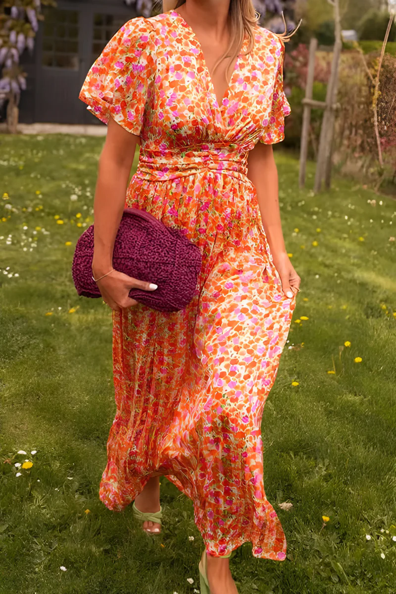 Elisa Floral Dress for Women – Flowy Sleeveless Dress with Defined Waist for Spring & Summer
