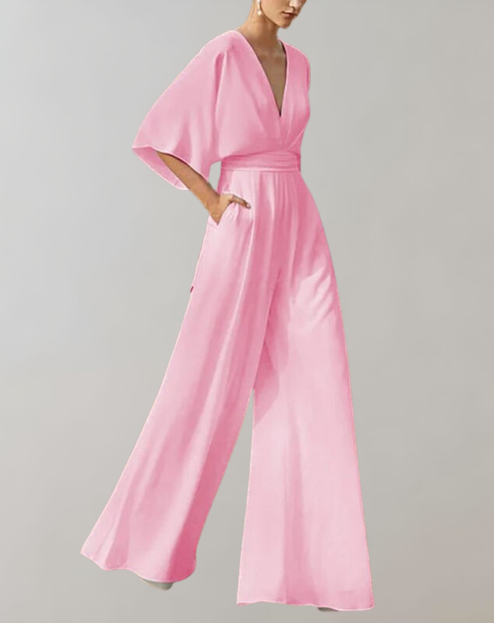 Suzette Jumpsuit for Women – Elegant Jumpsuit with Plunging Neckline & Wide Legs for a Refined Look