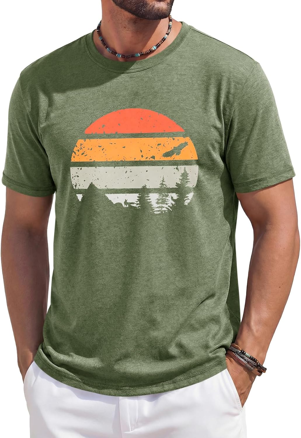 Enzo T-Shirt for Men – Graphic Crew Neck Tee, Vintage Beach & Casual Style