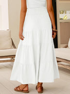 Juna Maxi Skirt for Women – Boho High-Waist Skirt, Smocked & Ruffled, Summer