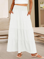 Juna Maxi Skirt for Women – Boho High-Waist Skirt, Smocked & Ruffled, Summer