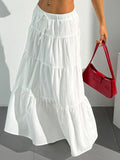 Dori Maxi Skirt for Women – White Boho Skirt with Ruffles, High-Waist A-Line