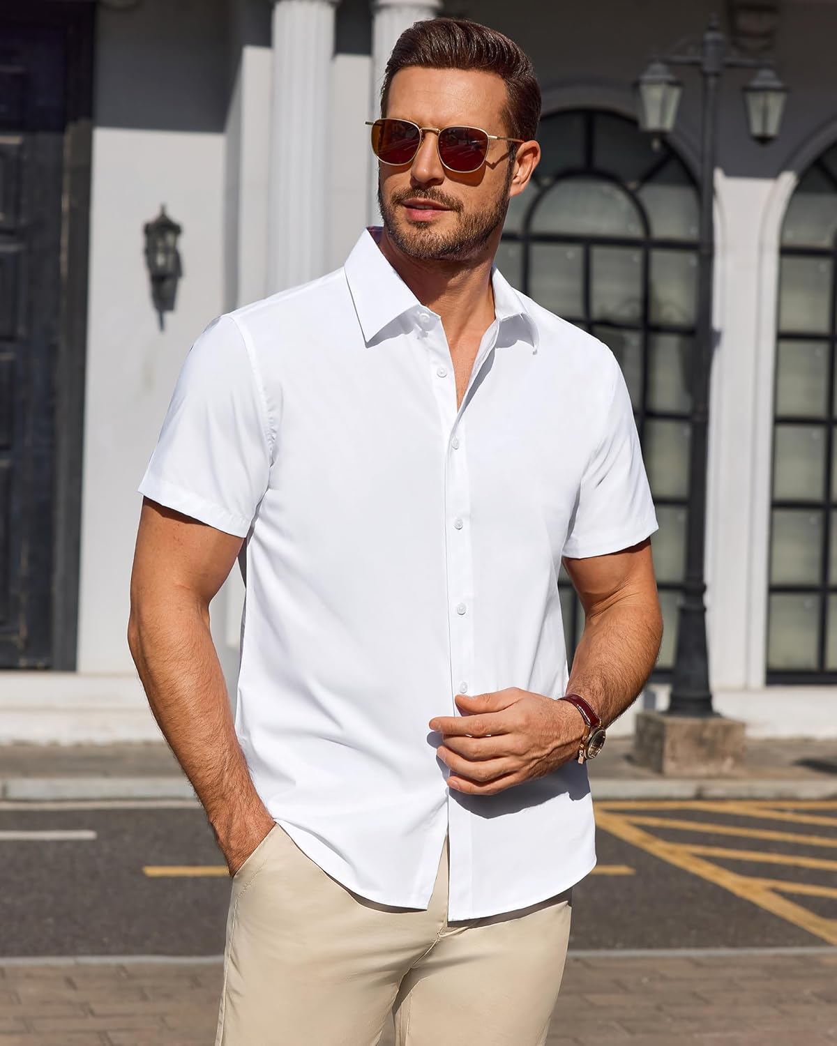 Julius Shirt for Men – Stain-Resistant Stretch Short-Sleeve Shirt, Business Style