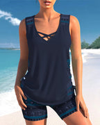 Bienna Tankini for Women – Geometric Design with Full Coverage & Comfortable Fit