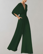 Suzette Jumpsuit for Women – Elegant Jumpsuit with Plunging Neckline & Wide Legs for a Refined Look