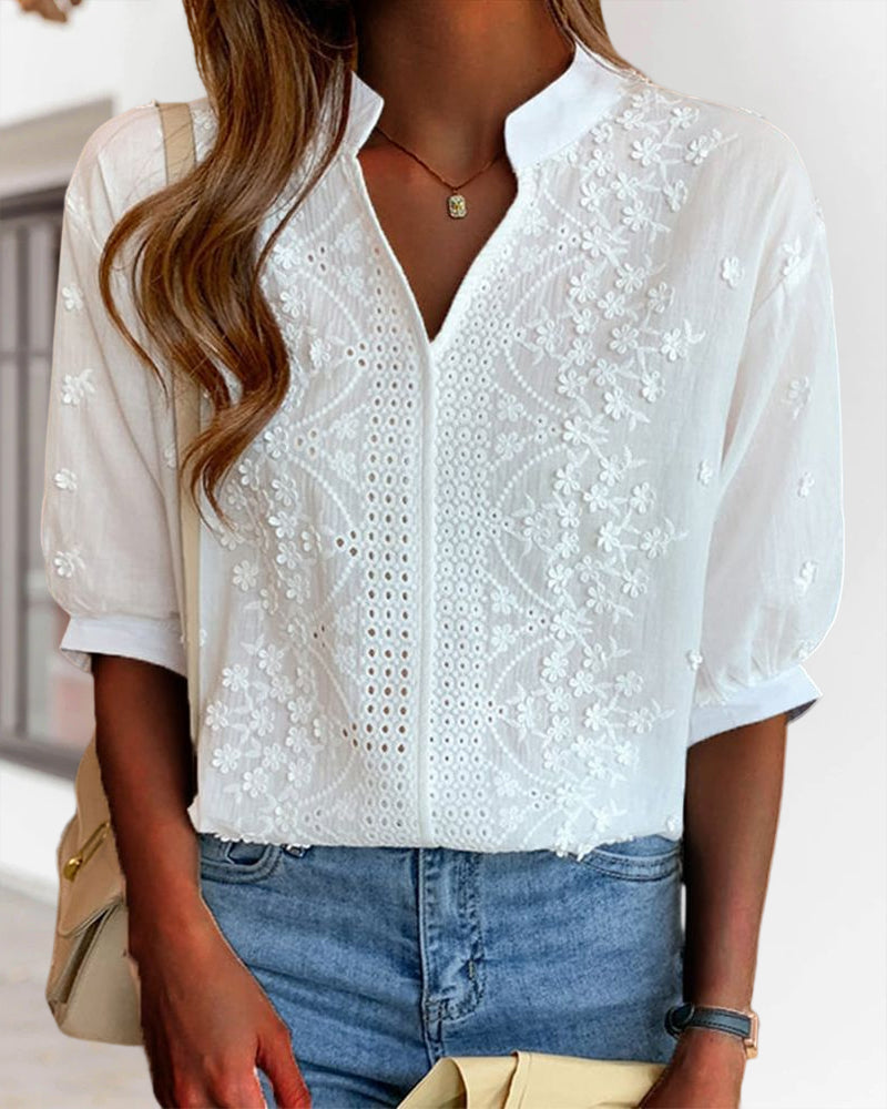 Emelia Blouse for Women – Elegant Top with Puff Sleeves & Comfortable Cut