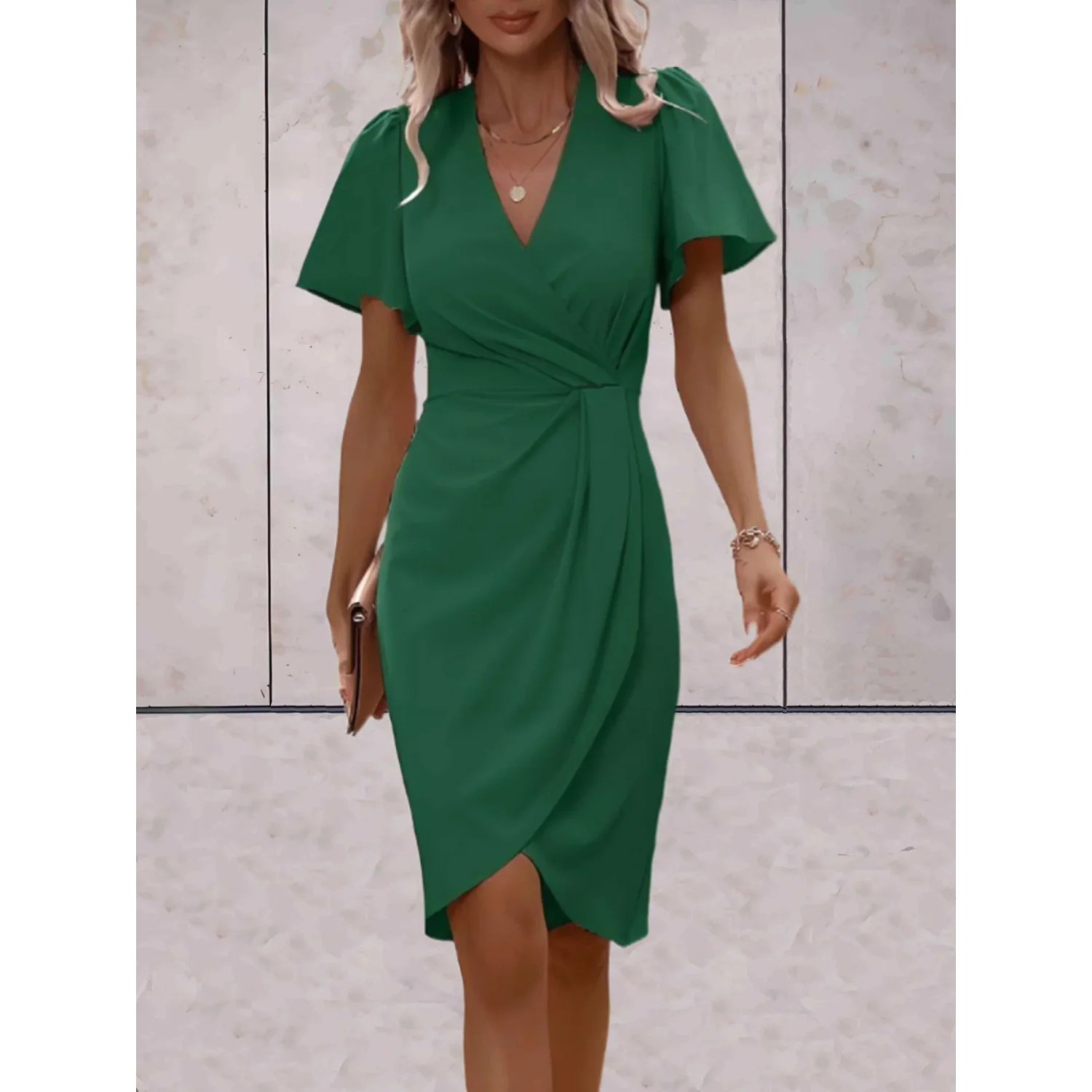 Brenda Wrap Dress for Women – Elegant Dress with Flowy Sleeves & V-Neckline for Evening