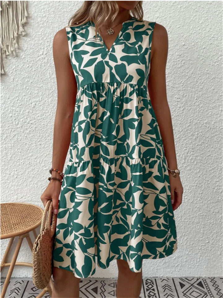 Elenya Summer Dress for Women – Light Flared Dress with Floral Print in Breathable Blended Cotton