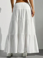 Dori Maxi Skirt for Women – White Boho Skirt with Ruffles, High-Waist A-Line
