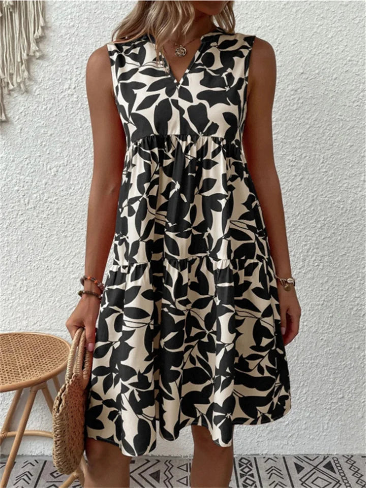 Elenya Summer Dress for Women – Light Flared Dress with Floral Print in Breathable Blended Cotton