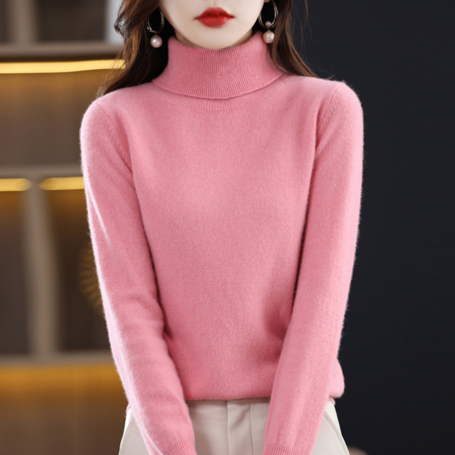 Emmie Cashmere Turtleneck Sweater for Women – Premium Soft Knit for Warmth and Light Comfort