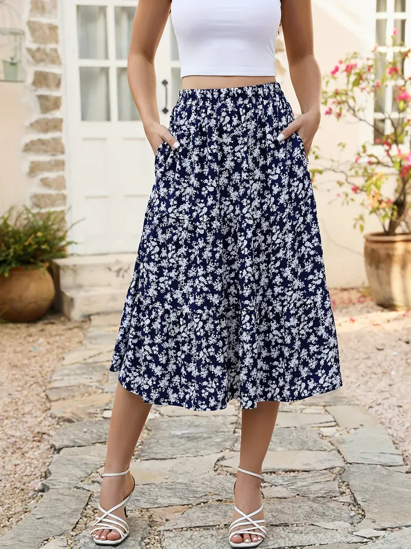Zia Floral Skirt for Women – A-Line Cut with Pockets, Light for Spring & Summer