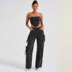 Jutta Cargo Jeans for Women – High-Waist Pants with Utility Pockets & Casual Cut