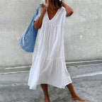 April Maxi Dress for Women – Floral Cotton Print, Airy A-Line Cut