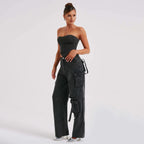 Jutta Cargo Jeans for Women – High-Waist Pants with Utility Pockets & Casual Cut