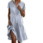 Justine Striped Shirt Dress for Women – Flattering Cut & Light Comfort