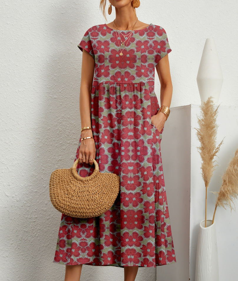 Frances Midi Dress for Women – Elegant Floral Dress in Breathable Fabric with Feminine Cut