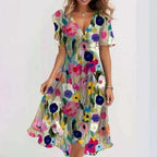 Aimee Midi Dress for Women – Flattering Cut with Vibrant Floral Print & Breathable Comfort