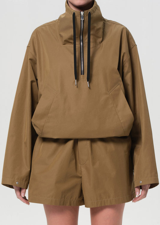 Lydia Nylon Popover Anorak in Khaki