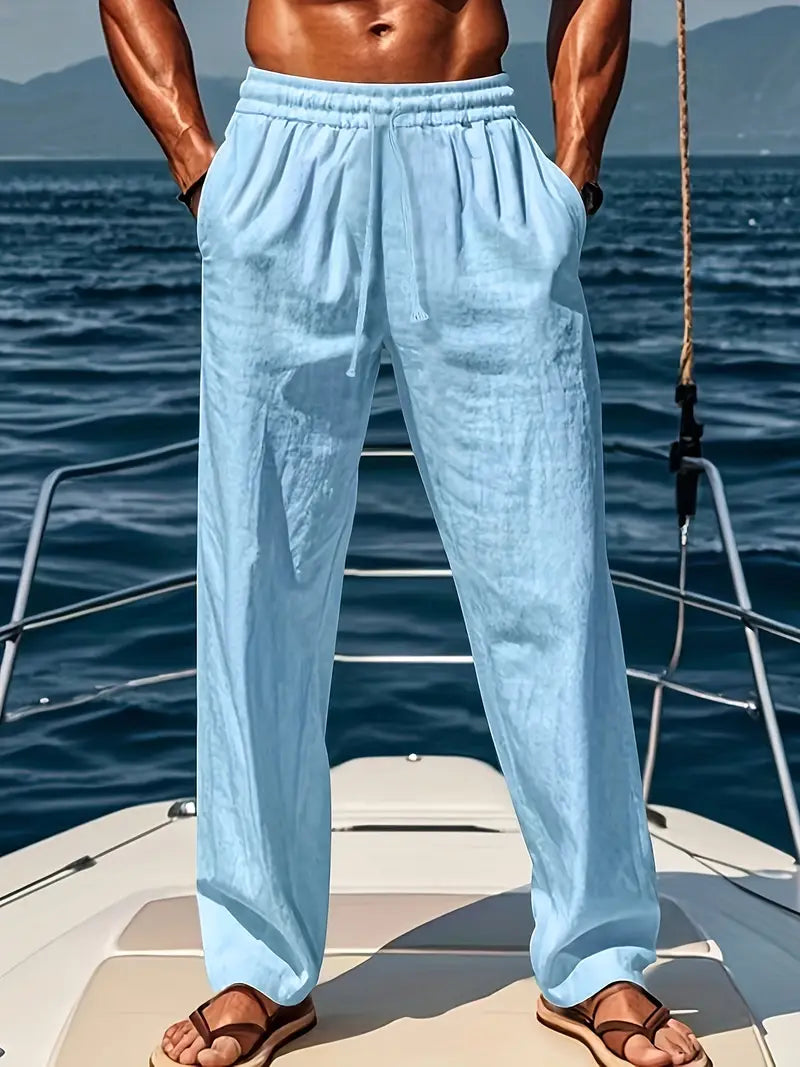 Ethan Pants for Men – Wide Breathable Linen Pants with Loose Cut & Elegant Summer Style