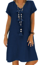 Jessa Dress for Women – Cotton Linen V-Neck, Loose A-Line Cut & Pockets, Midi Summer