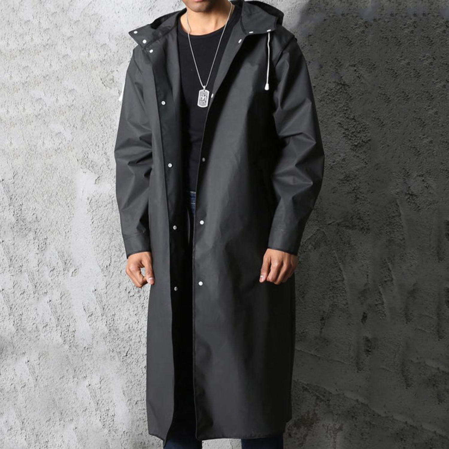 Adrien Raincoat for Men – Long Breathable Waterproof Coat with Adjustable Hood