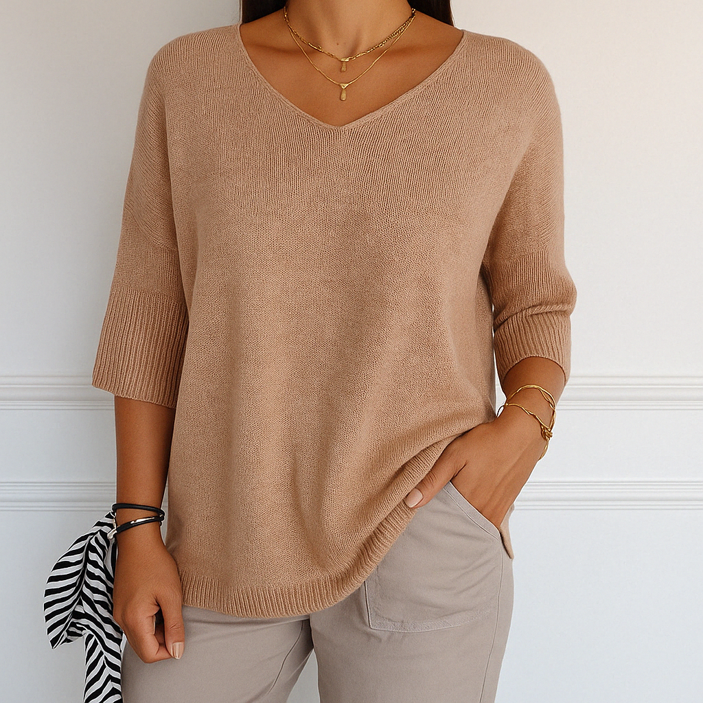 Coraline V-Neck Sweater for Women – Fine Knit, Soft & Elegant for a Refined Style
