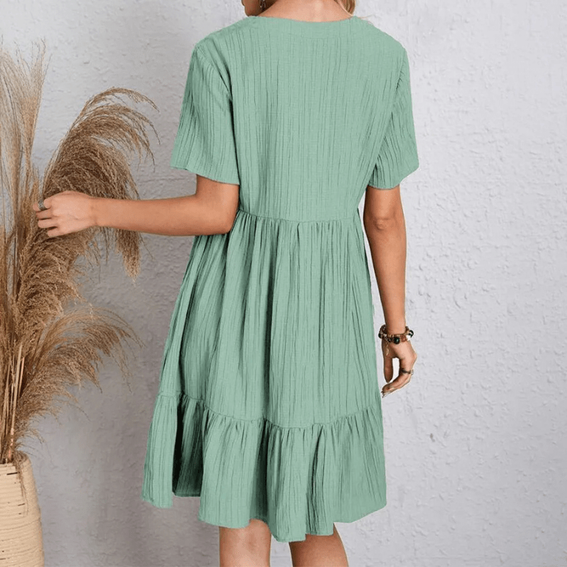 Audrey Mini Dress for Women – Light Summer Dress with V-Neck and Short Sleeves for Extra Comfort