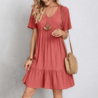 Audrey Mini Dress for Women – Light Summer Dress with V-Neck and Short Sleeves for Extra Comfort