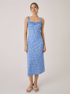 Chloe Boho Dress for Women – Holiday Midi Dress with Floral Print & Cami Straps