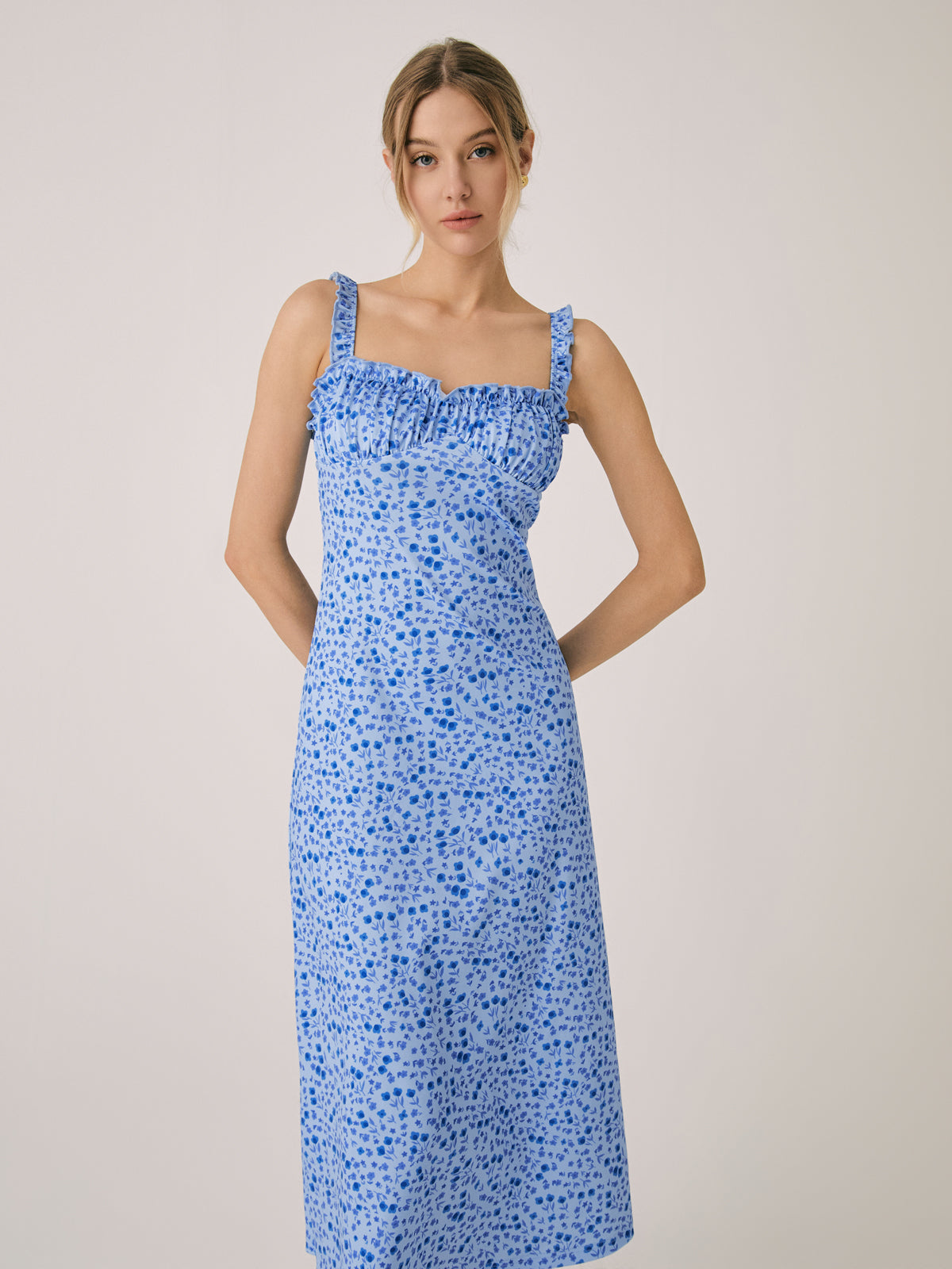 Chloe Boho Dress for Women – Holiday Midi Dress with Floral Print & Cami Straps