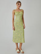 Chloe Boho Dress for Women – Holiday Midi Dress with Floral Print & Cami Straps