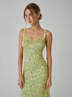 Chloe Boho Dress for Women – Holiday Midi Dress with Floral Print & Cami Straps