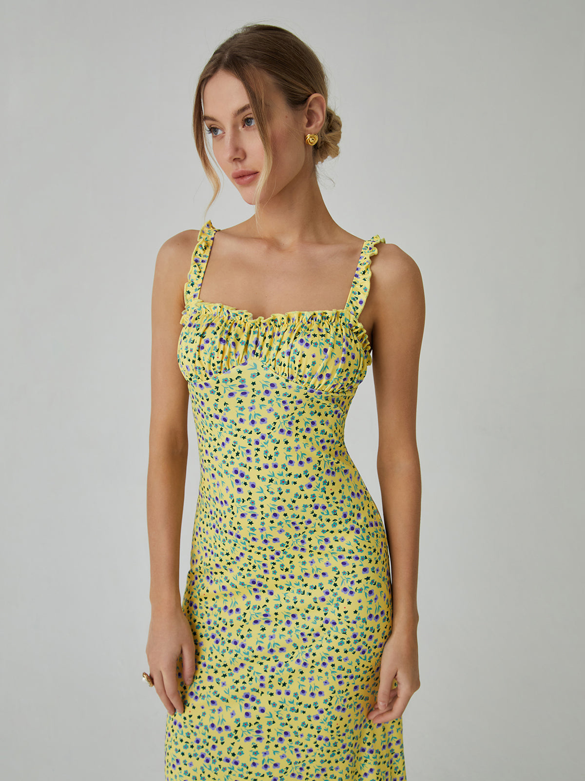 Chloe Boho Dress for Women – Holiday Midi Dress with Floral Print & Cami Straps