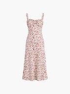 Chloe Boho Dress for Women – Holiday Midi Dress with Floral Print & Cami Straps