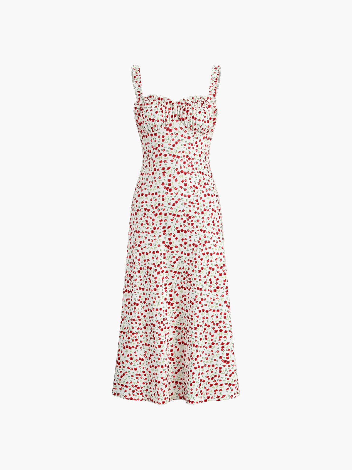 Chloe Boho Dress for Women – Holiday Midi Dress with Floral Print & Cami Straps