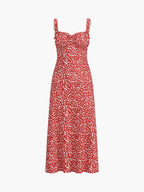 Chloe Boho Dress for Women – Holiday Midi Dress with Floral Print & Cami Straps