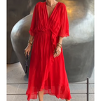 Aceline Wrap Dress for Women – Deep V-Neckline and Waist Belt for an Elegant Flattering Cut