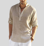 Ansel Linen Shirt for Men – Breathable Summer Shirt with Short Button Placket & Reversible Sleeves
