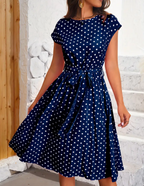 Thea Summer Dress for Women – Vintage Polka Dot Dress with Flowy Cut & Timeless Elegance