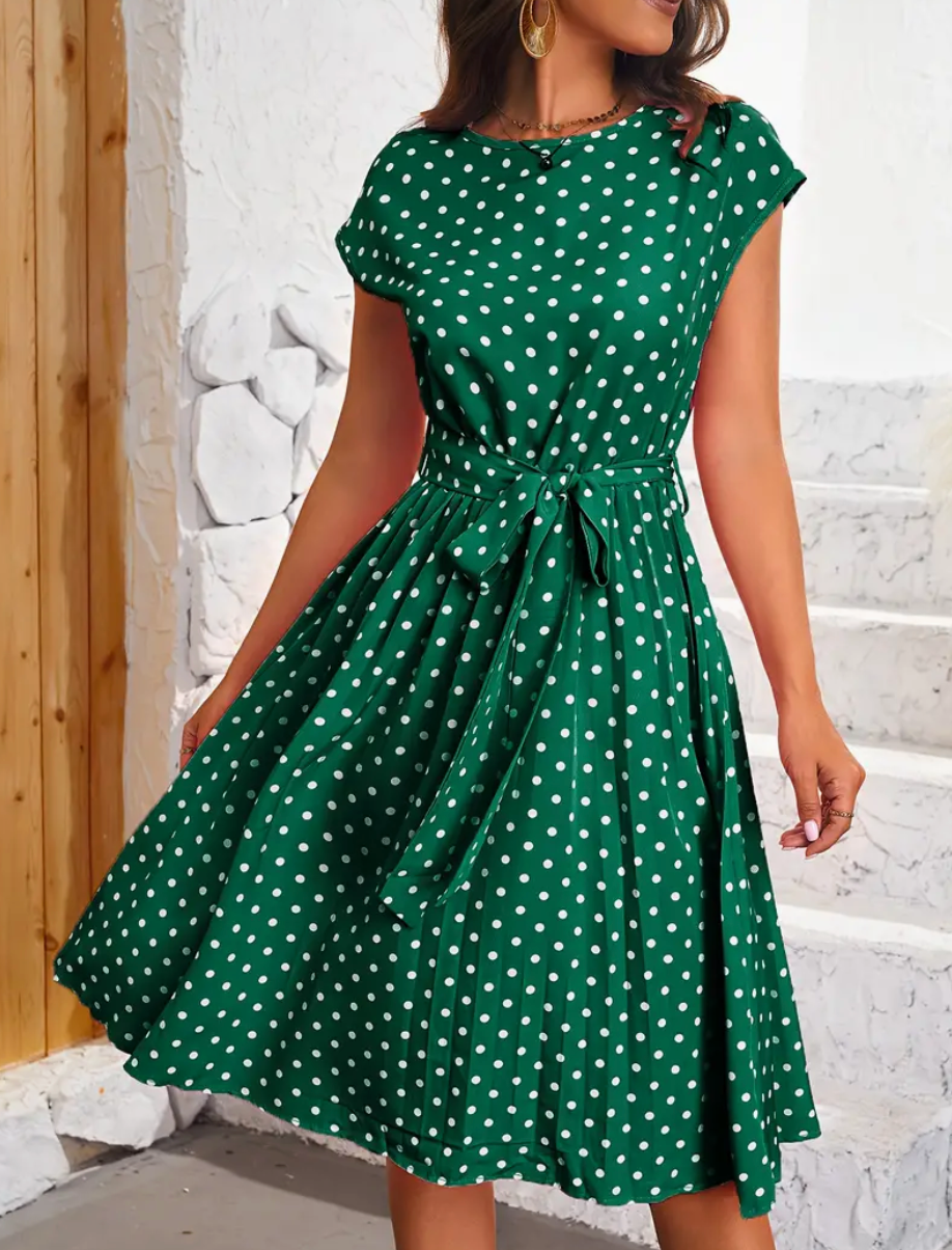 Thea Summer Dress for Women – Vintage Polka Dot Dress with Flowy Cut & Timeless Elegance