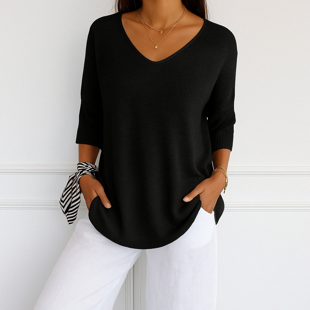 Coraline V-Neck Sweater for Women – Fine Knit, Soft & Elegant for a Refined Style