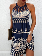 Emily Summer Dress for Women – Halter Dress with Tropical Print & Airy Cut for Beach & Brunch